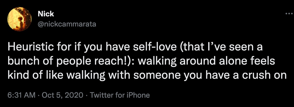 Nick cammarata's self-love tweet